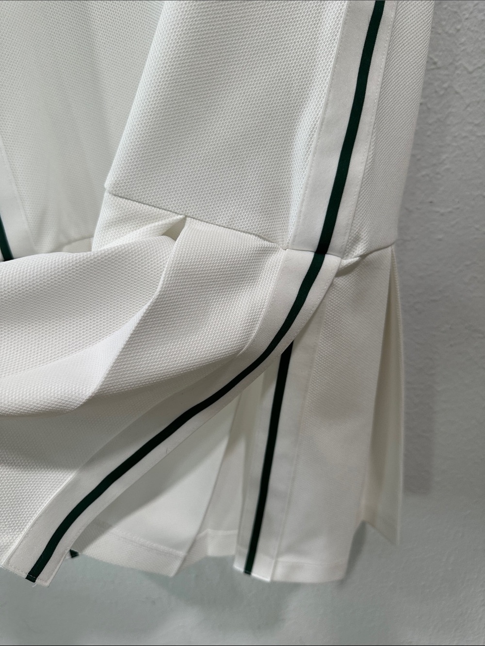 Lacoste White Tennis Dress with Green Trim and Dark Green Shorts set - Picture 9 of 13